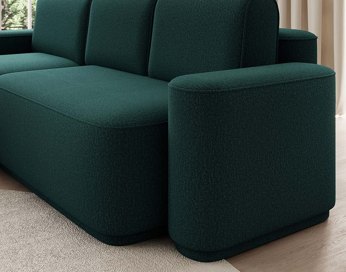 Canapé d'angle gauche 4 places convertible avec coffre en tissu Sam