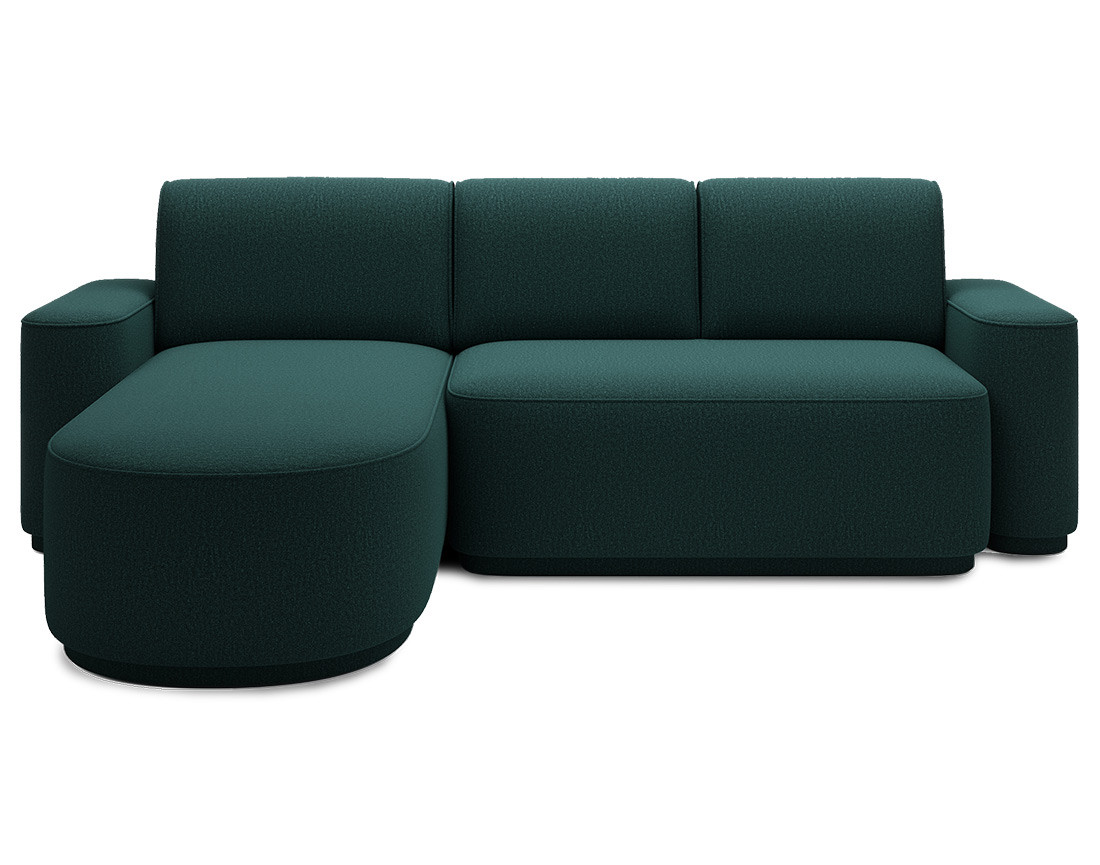 Canapé d'angle gauche 4 places convertible avec coffre en tissu Sam