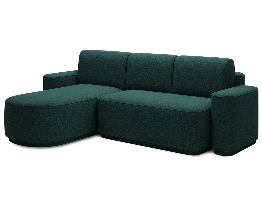 Canapé d'angle gauche 4 places convertible avec coffre en tissu Sam