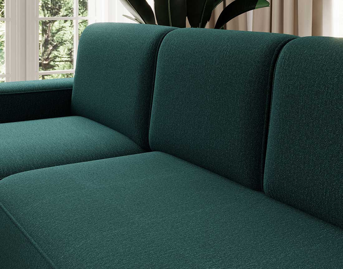 Canapé d'angle gauche 4 places convertible avec coffre en tissu Sam