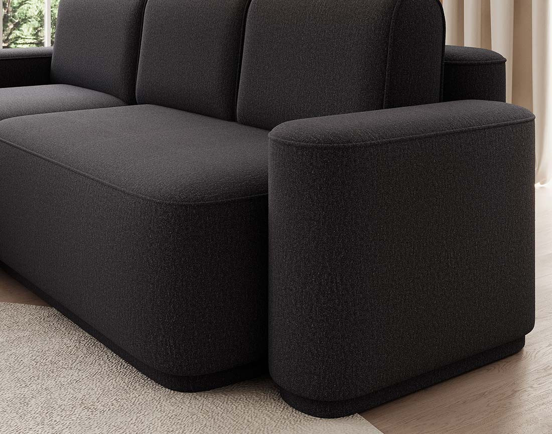 Canapé d'angle gauche 4 places convertible avec coffre en tissu Sam