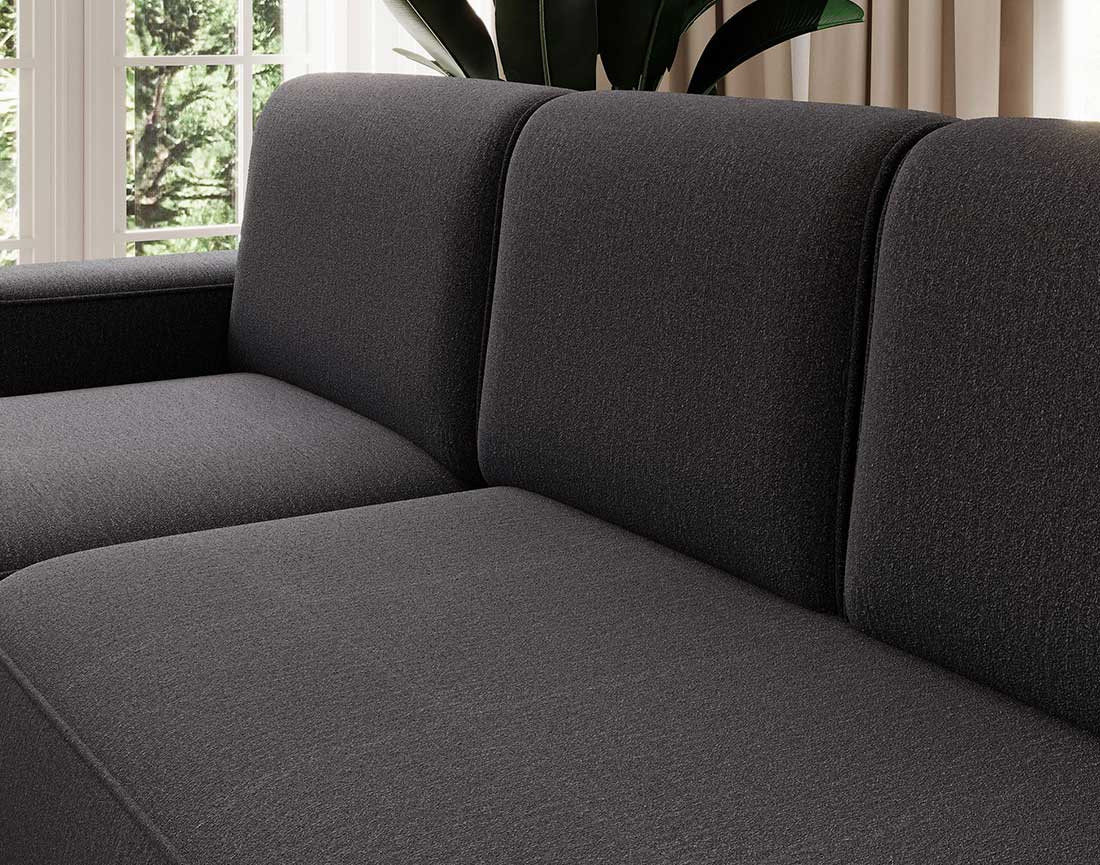 Canapé d'angle gauche 4 places convertible avec coffre en tissu Sam