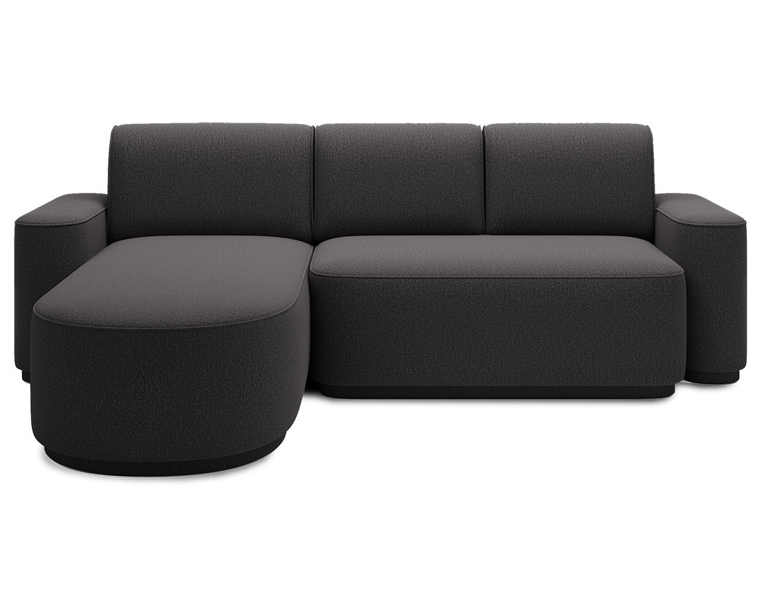 Canapé d'angle gauche 4 places convertible avec coffre en tissu Sam