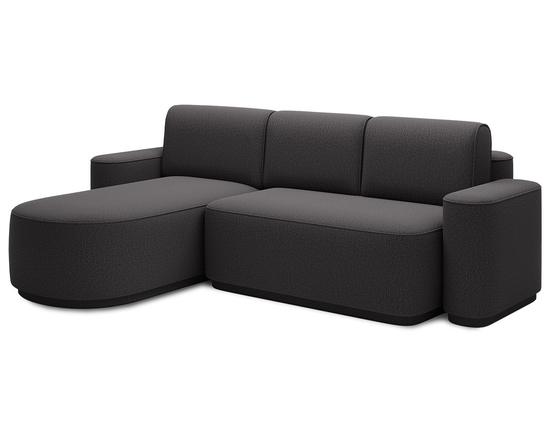 Canapé d'angle gauche 4 places convertible avec coffre en tissu Sam