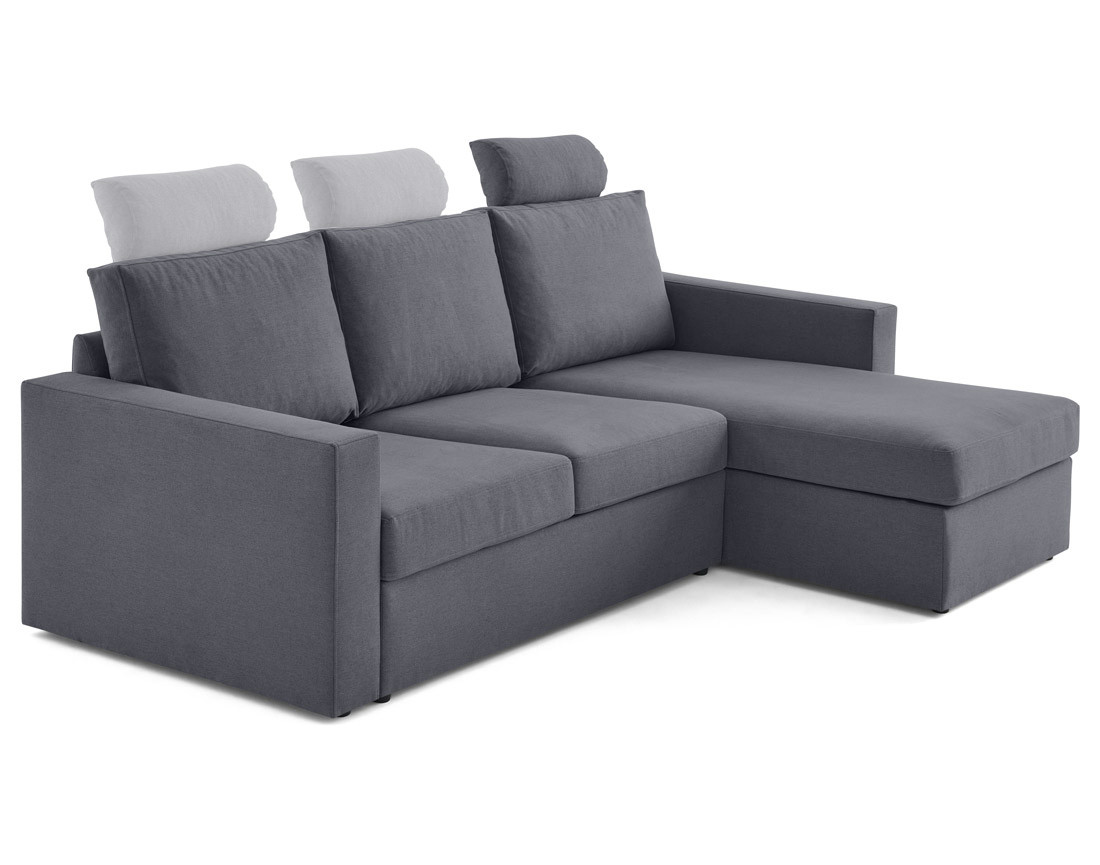 Canapé d'angle réversible 4 places avec têtières amovible en tissu Barrie