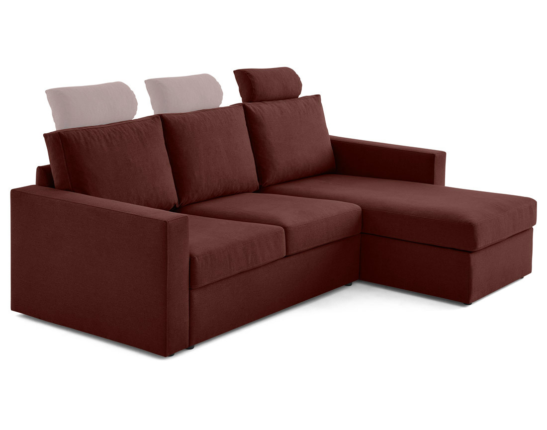 Canapé d'angle réversible 4 places avec têtières amovible en tissu Barrie