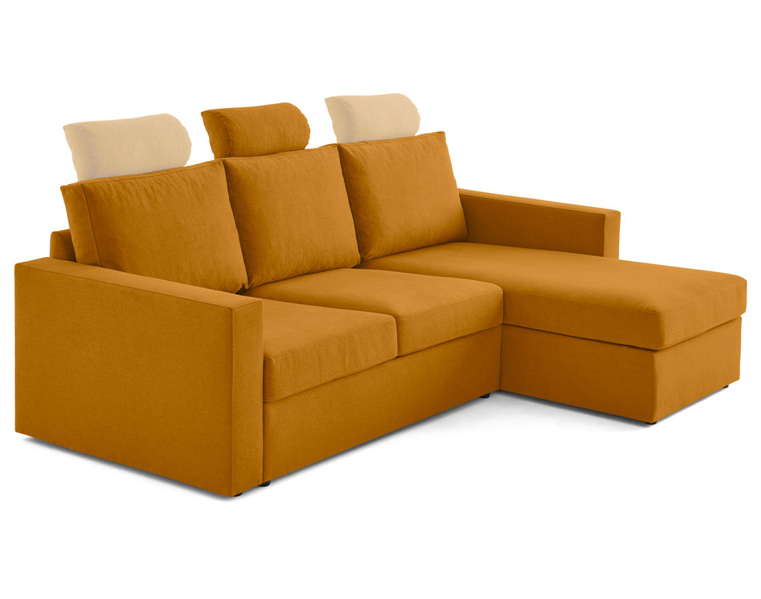 Canapé d'angle réversible 4 places avec têtières amovible en tissu Barrie