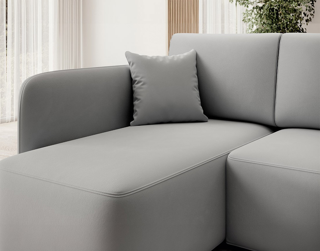 Canapé d'angle gauche 4 places convertible avec coffre en velours Suzie