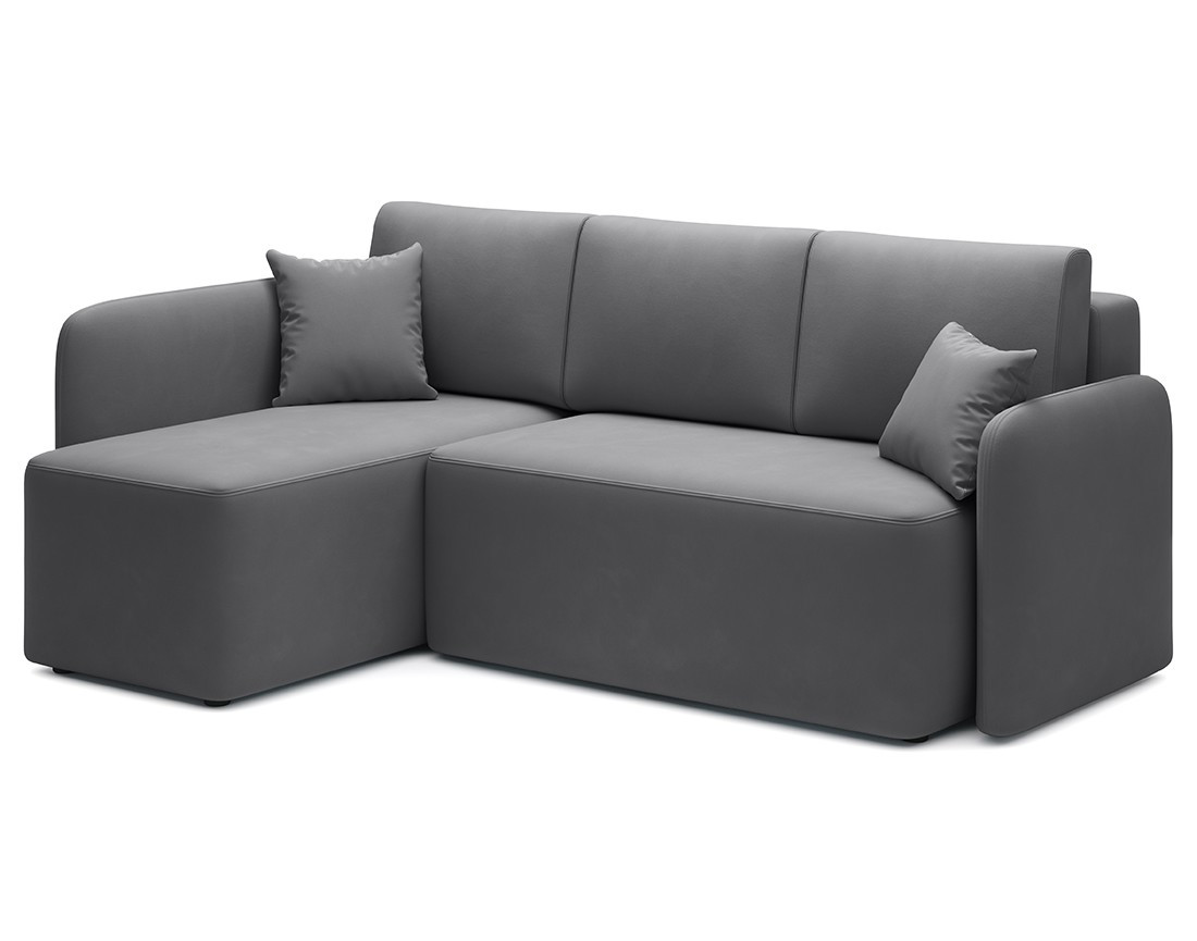 Canapé d'angle gauche 4 places convertible avec coffre en velours Suzie