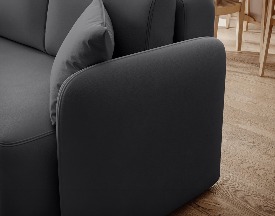 Canapé d'angle gauche 4 places convertible avec coffre en velours Suzie