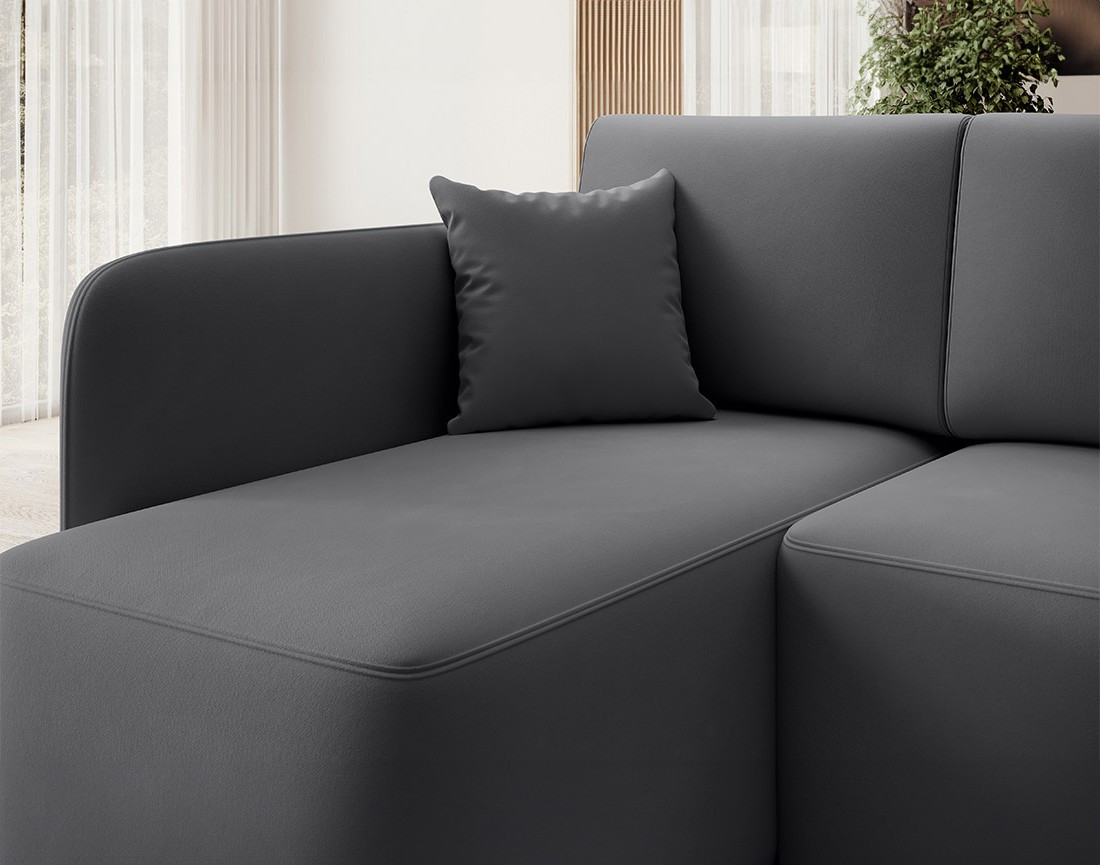 Canapé d'angle gauche 4 places convertible avec coffre en velours Suzie