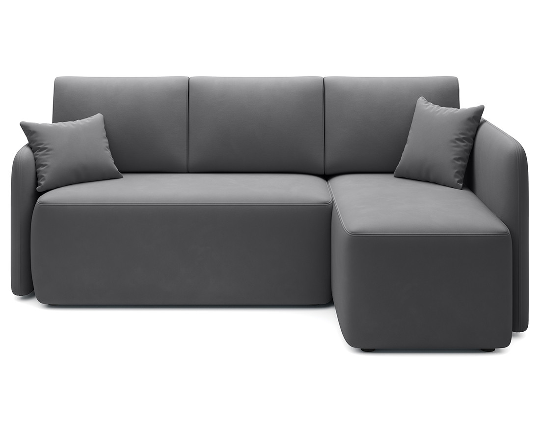 Canapé d'angle droit 4 places convertible avec coffre en velours Suzie