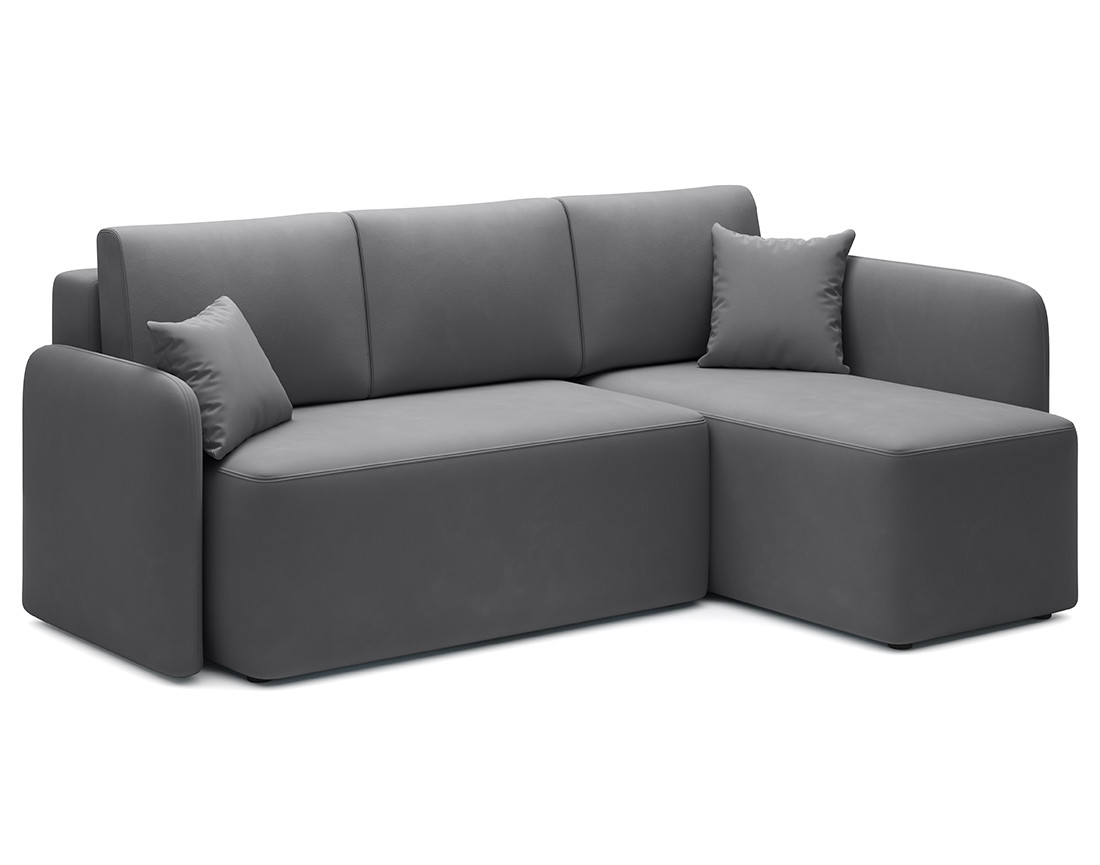 Canapé d'angle droit 4 places convertible avec coffre en velours Suzie