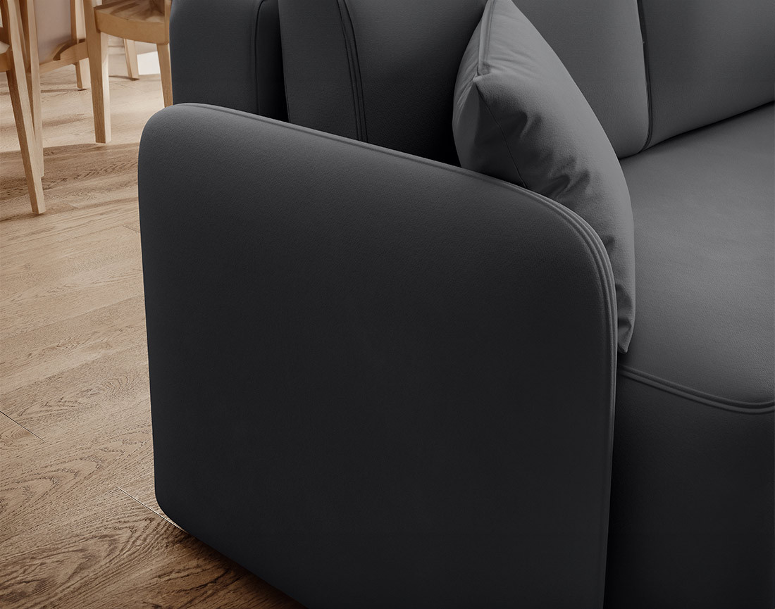 Canapé d'angle droit 4 places convertible avec coffre en velours Suzie