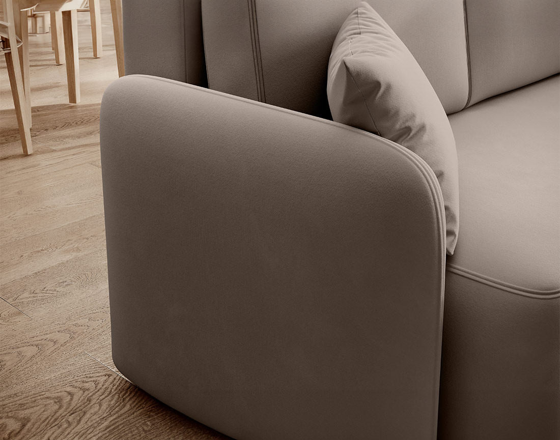 Canapé d'angle droit 4 places convertible avec coffre en velours Suzie