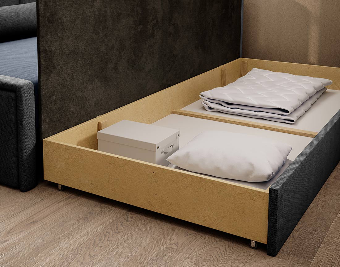 Canapé 3 places droit convertible avec coffre en velours James