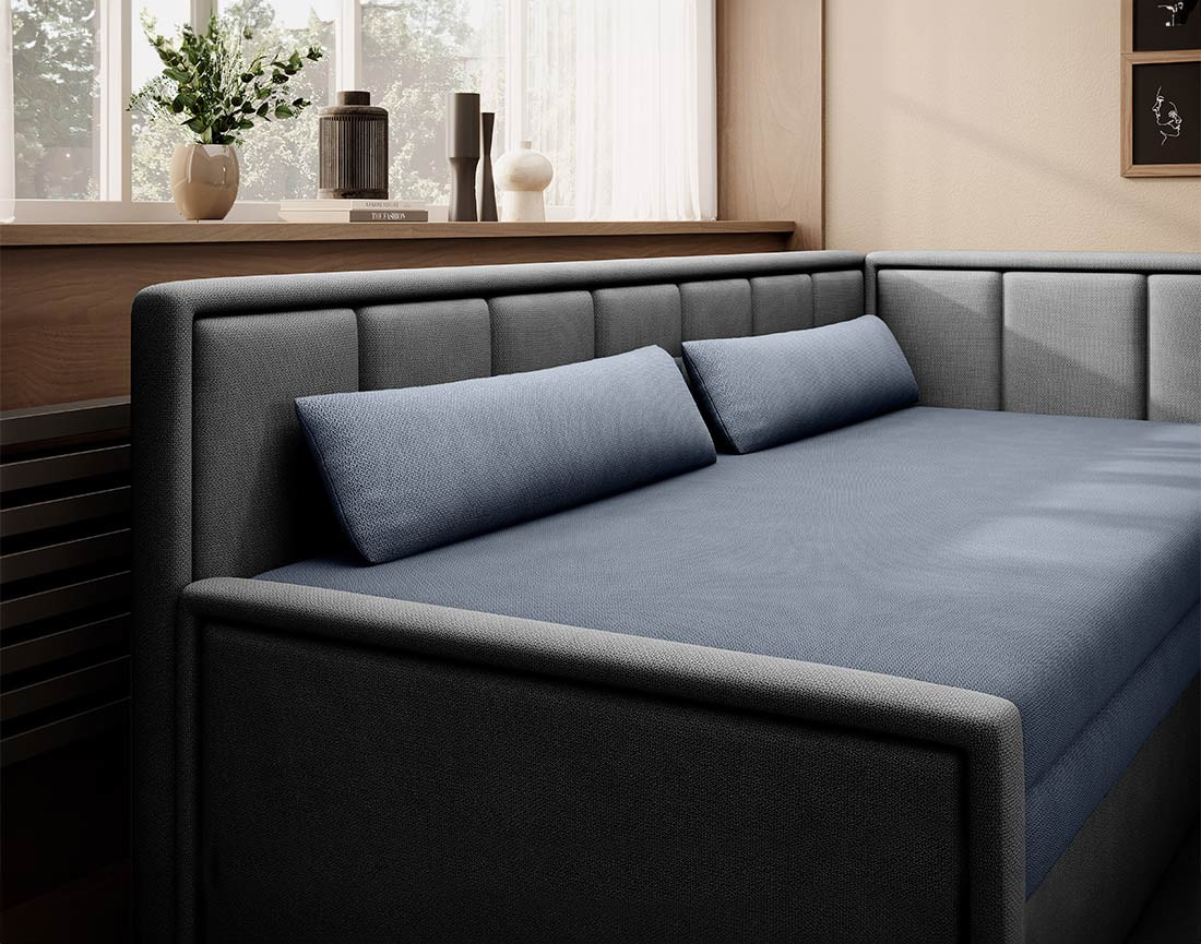 Canapé 3 places droit convertible avec coffre en velours James