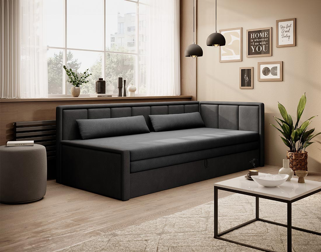 Canapé 3 places droit convertible avec coffre en velours James