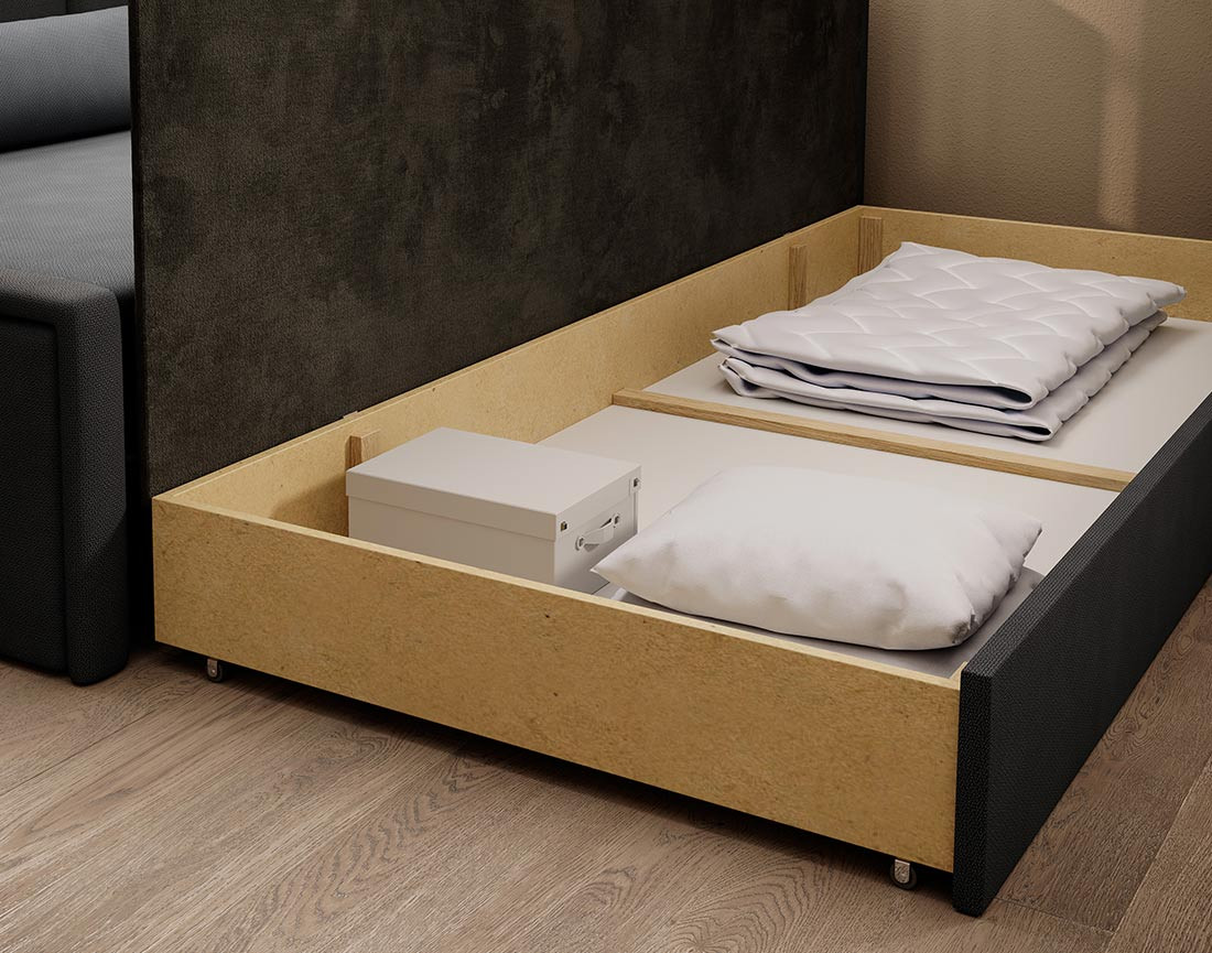 Canapé 3 places droit convertible avec coffre en velours James