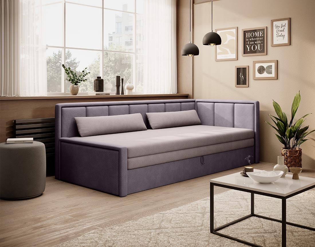 Canapé 3 places droit convertible avec coffre en velours James