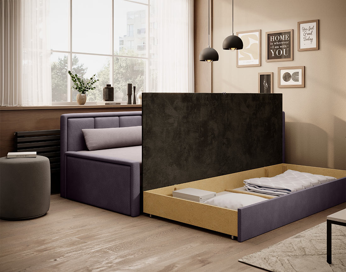 Canapé 3 places droit convertible avec coffre en velours James