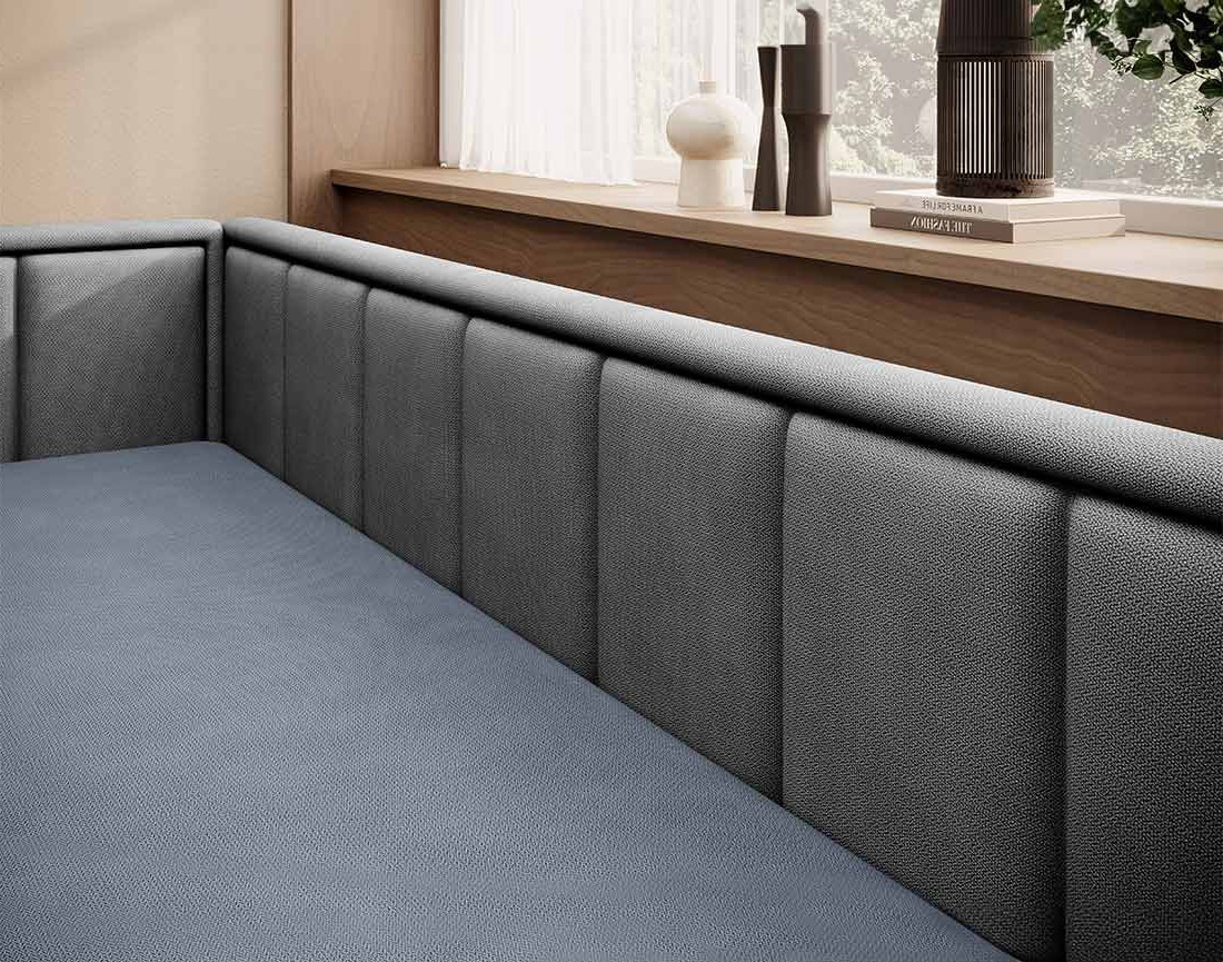 Canapé 3 places gauche convertible avec coffre en velours James