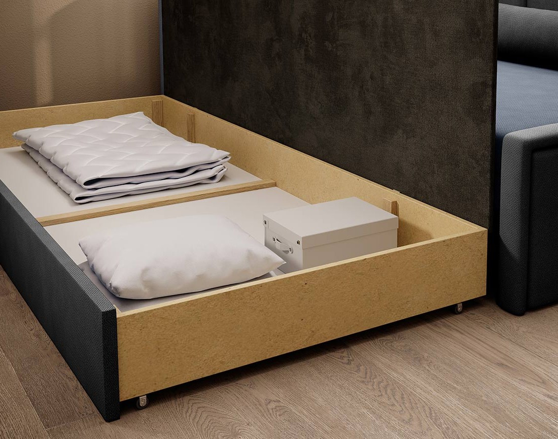 Canapé 3 places gauche convertible avec coffre en velours James