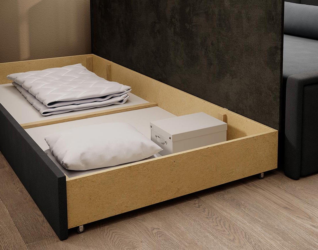 Canapé 3 places gauche convertible avec coffre en velours James