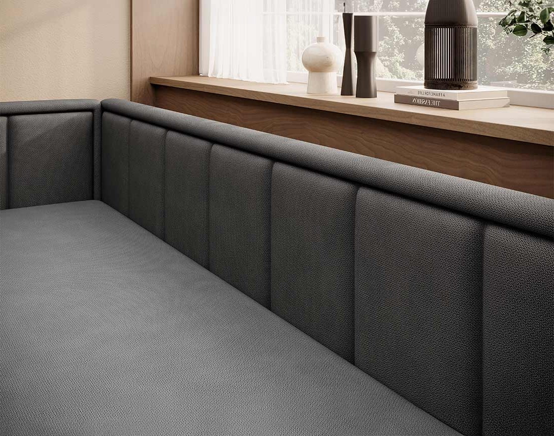 Canapé 3 places gauche convertible avec coffre en velours James