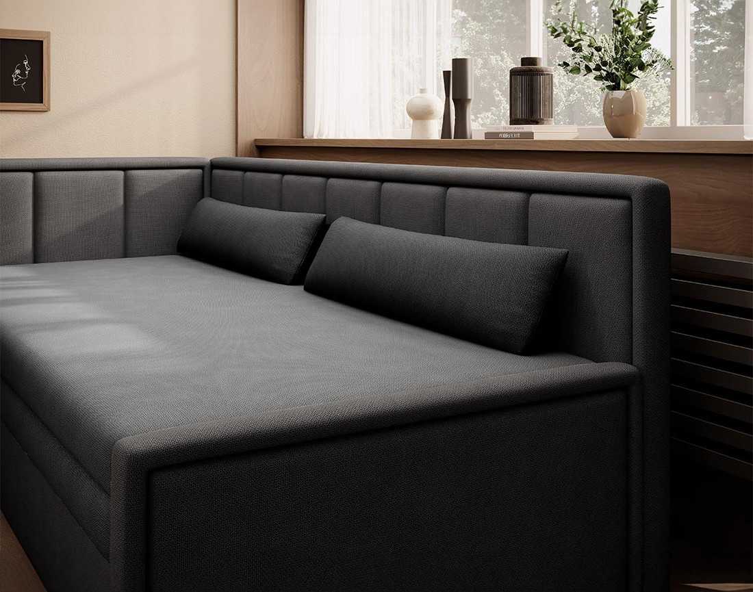 Canapé 3 places gauche convertible avec coffre en velours James