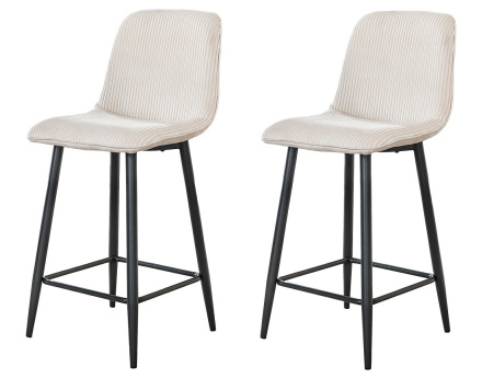 Lot de 2 tabourets en velours côtelé et velours Iris