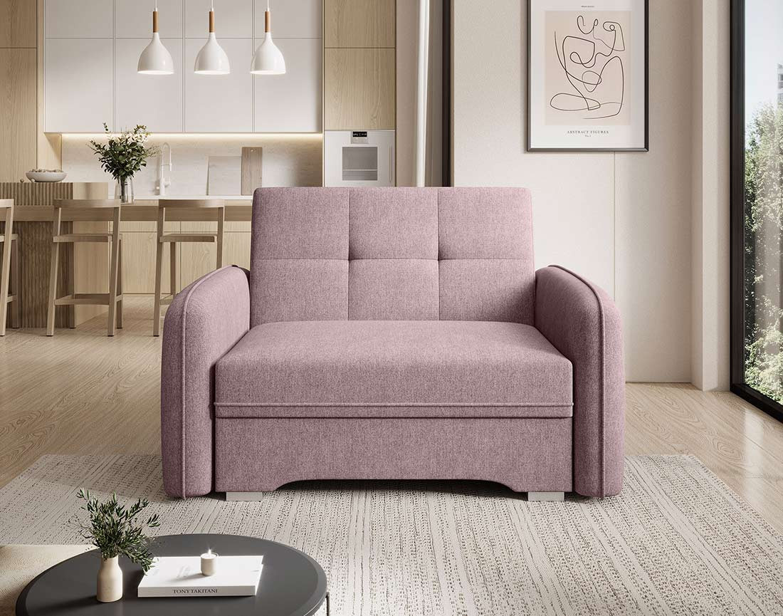 Fauteuil convertible avec coffre en velours Michelle