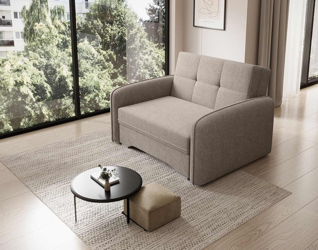 Fauteuil convertible avec coffre en velours Michelle