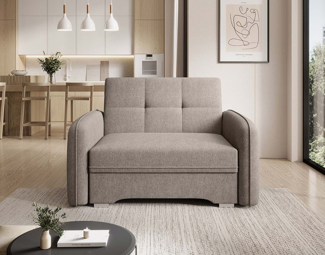 Fauteuil convertible avec coffre en velours Michelle