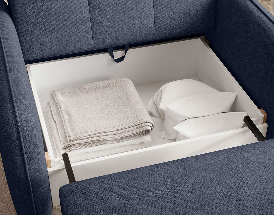 Fauteuil convertible avec coffre en velours Michelle