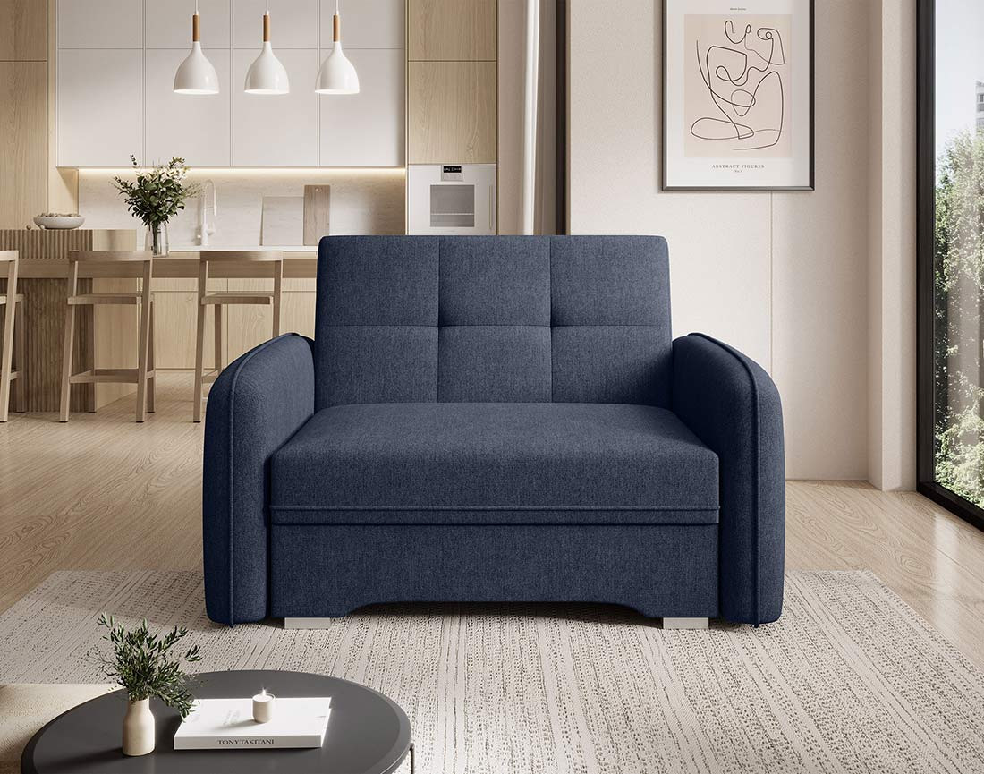 Fauteuil convertible avec coffre en velours Michelle