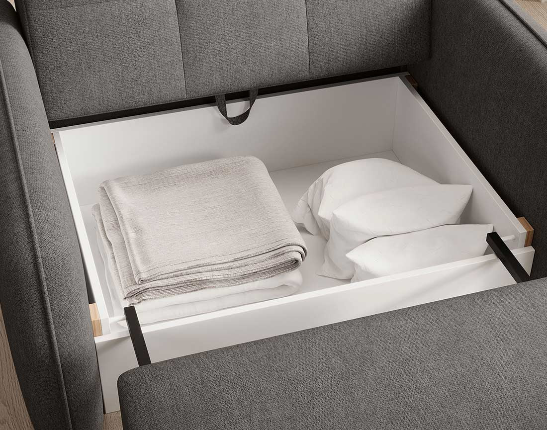 Fauteuil convertible avec coffre en velours Michelle