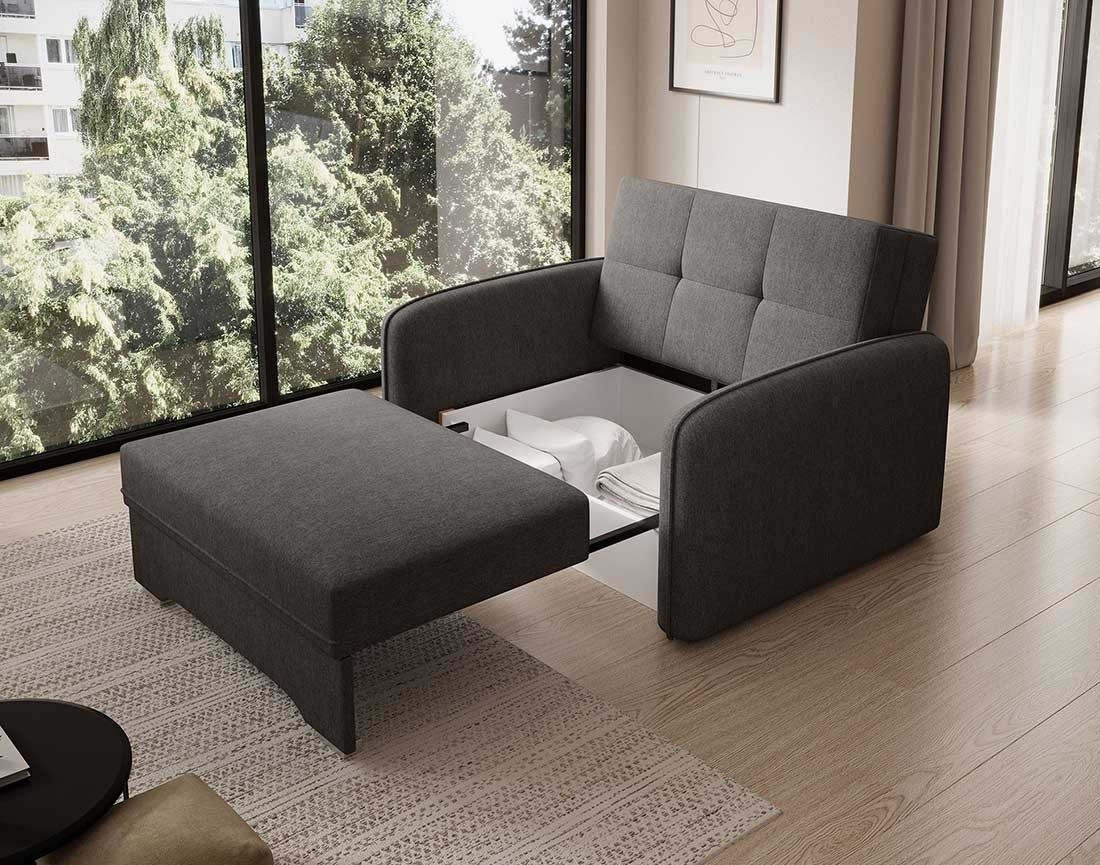 Fauteuil convertible avec coffre en velours Michelle