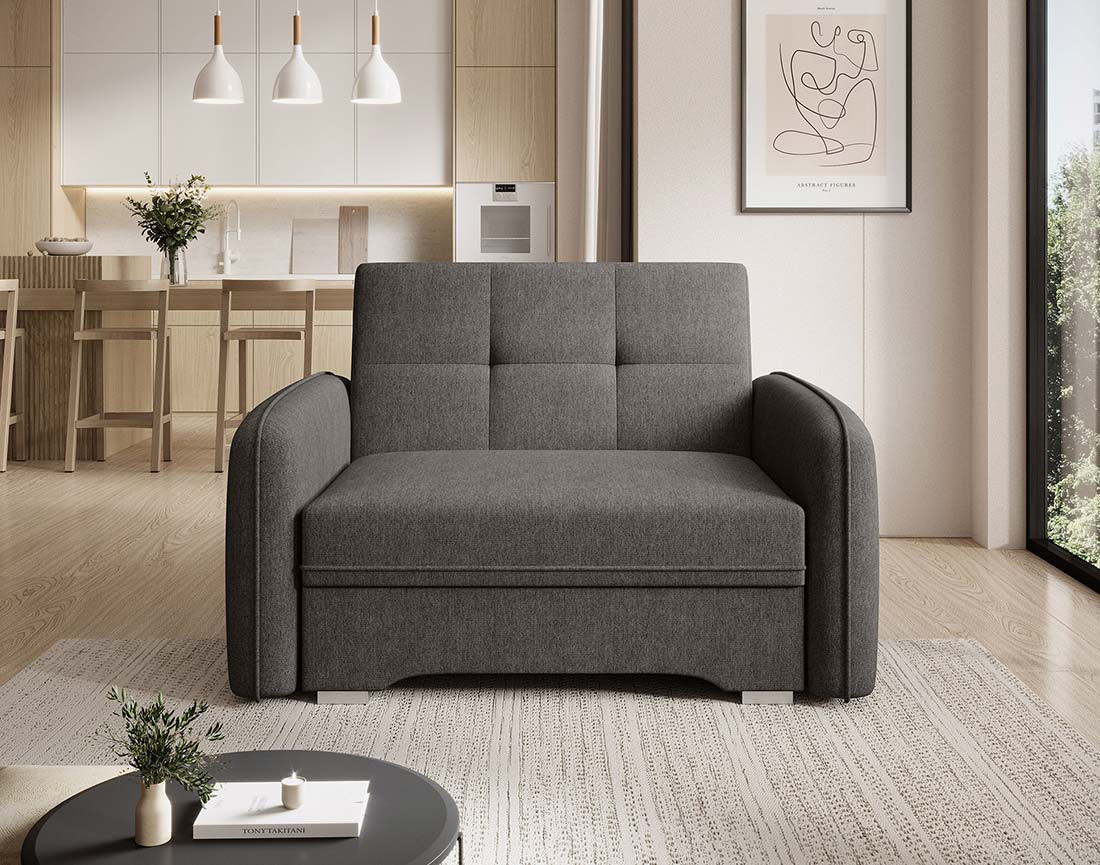 Fauteuil convertible avec coffre en velours Michelle