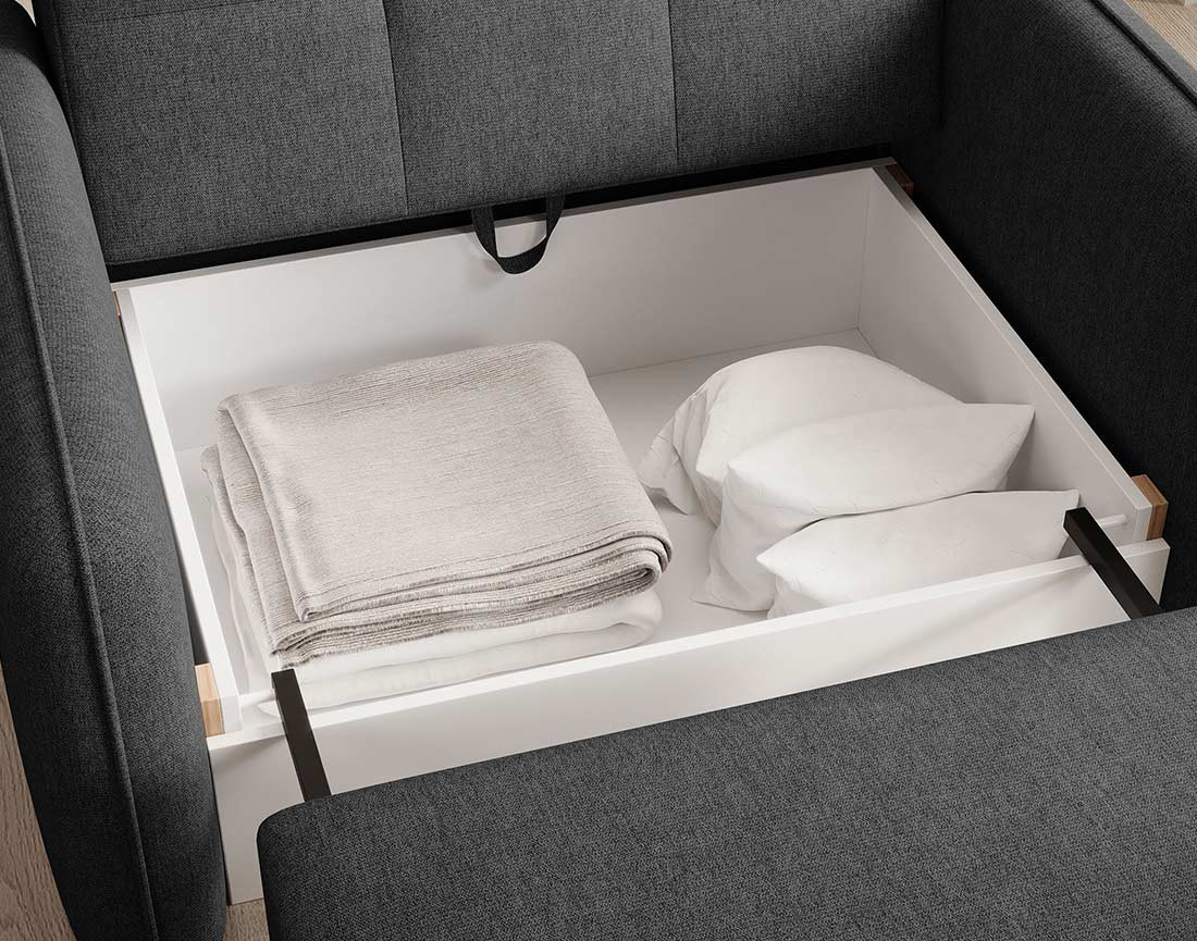 Fauteuil convertible avec coffre en velours Michelle