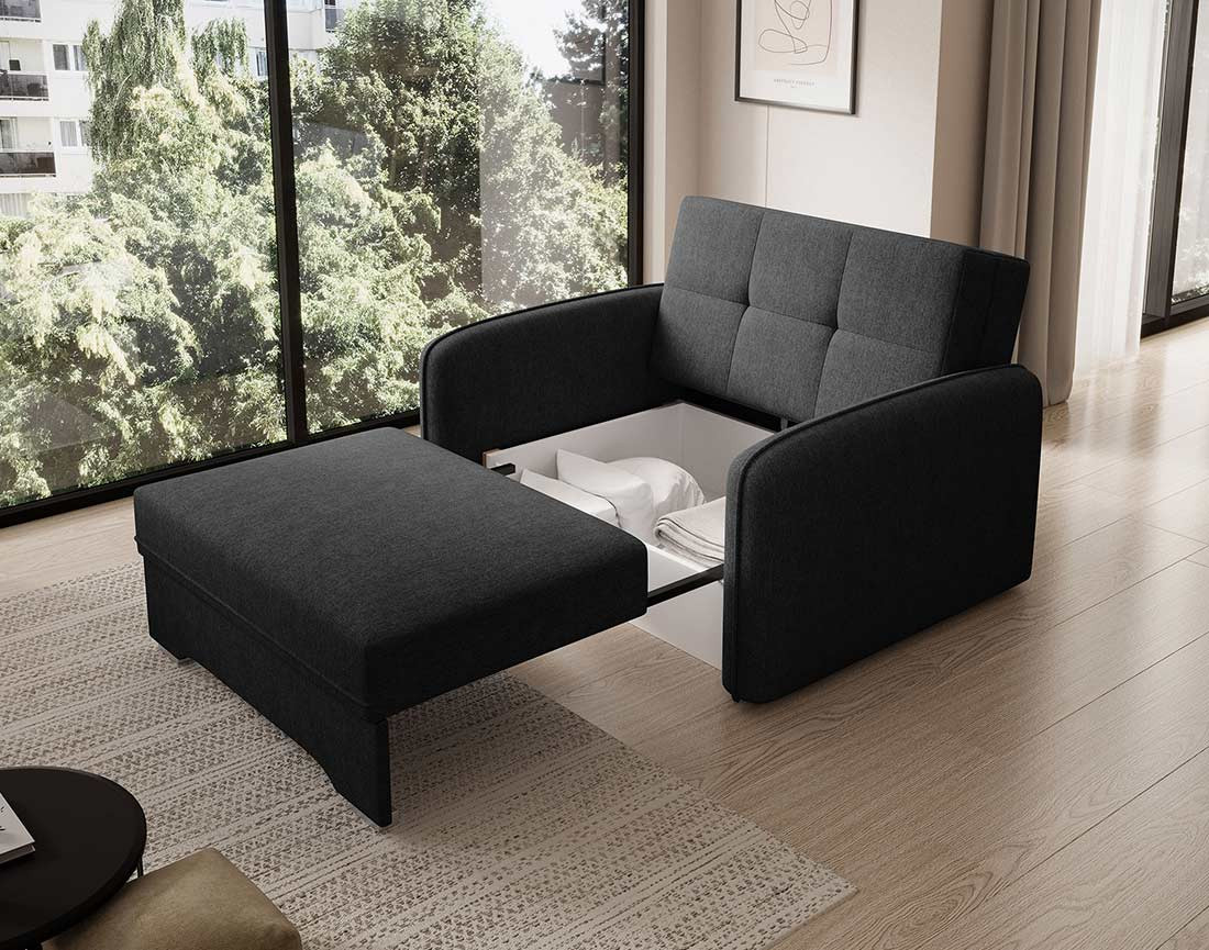 Fauteuil convertible avec coffre en velours Michelle