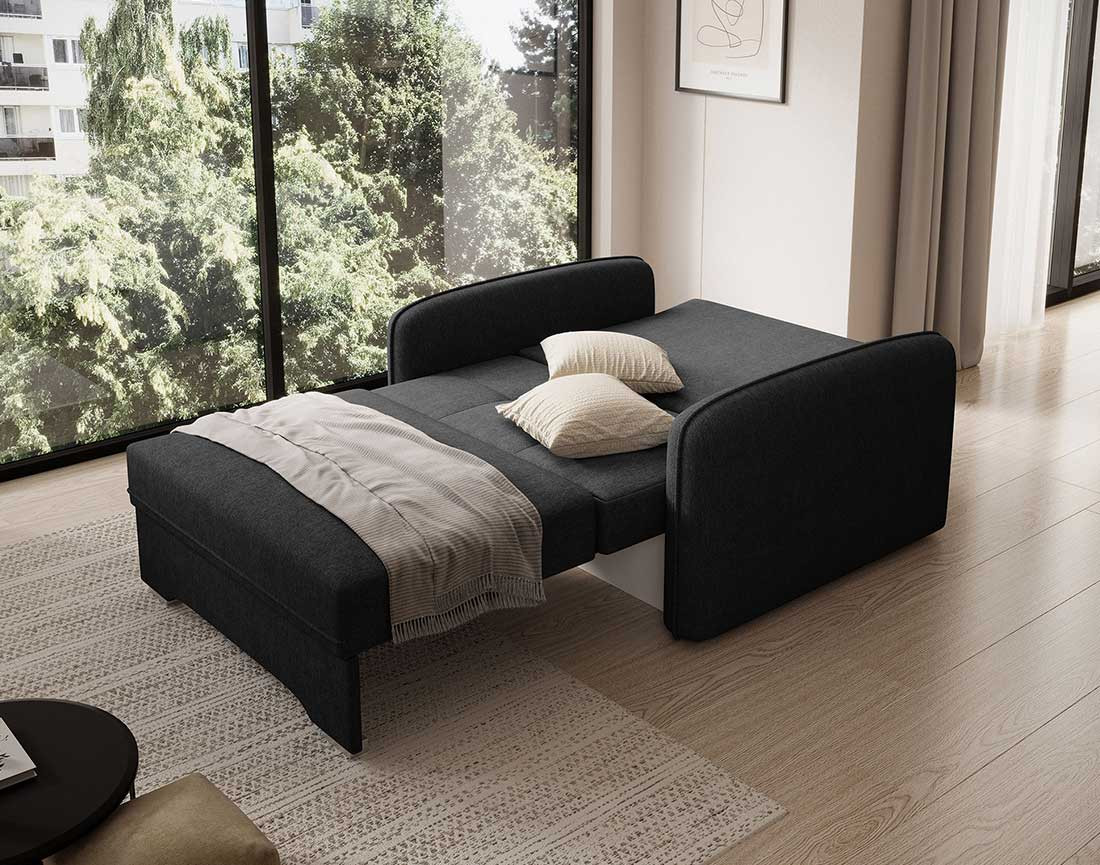 Fauteuil convertible avec coffre en velours Michelle