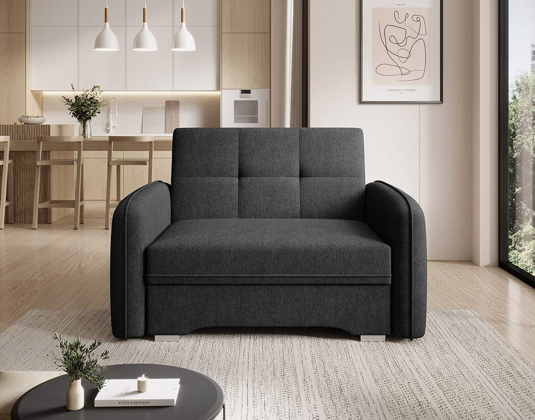 Fauteuil convertible avec coffre en velours Michelle
