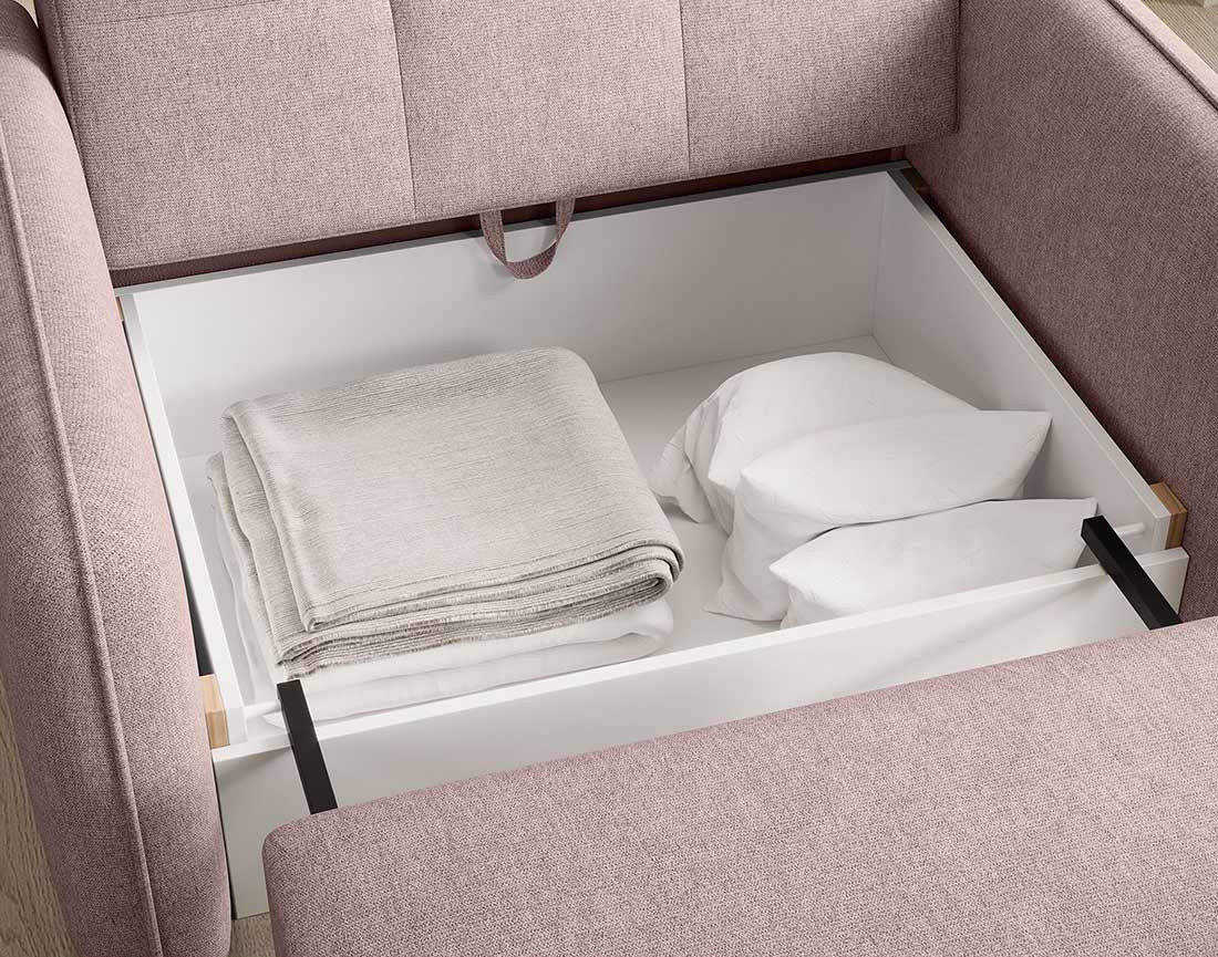 Fauteuil convertible avec coffre en velours Michelle