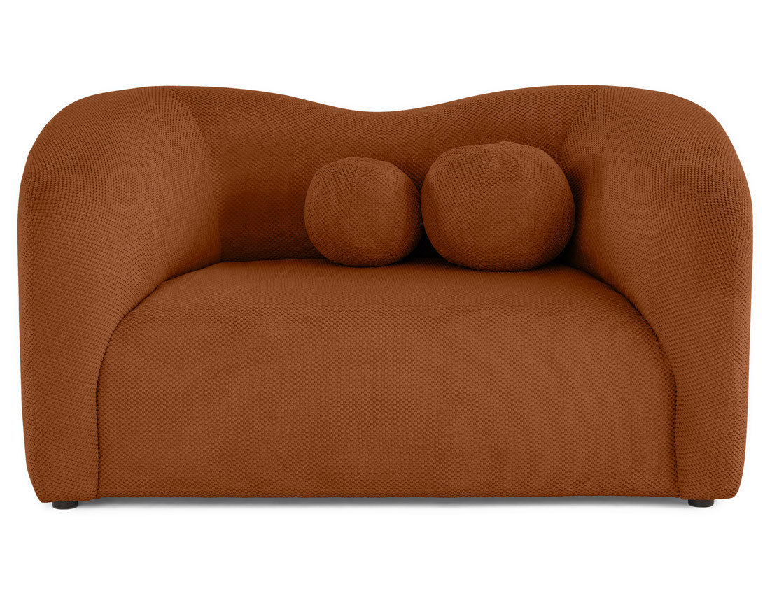 Canapé droit 2 places en velours texturé Charles