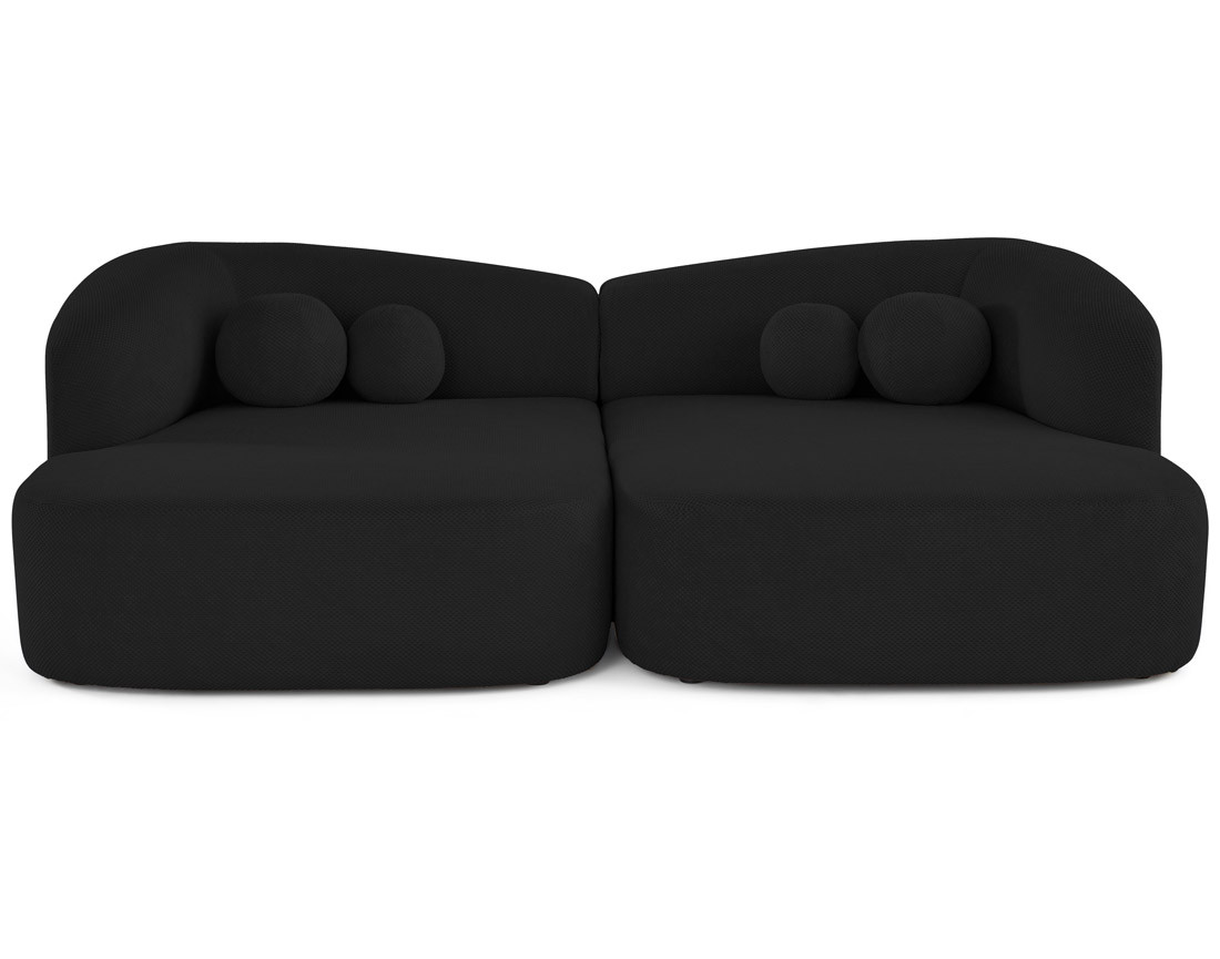 Canapé droit 4 places avec double méridienne en velours texturé Charles