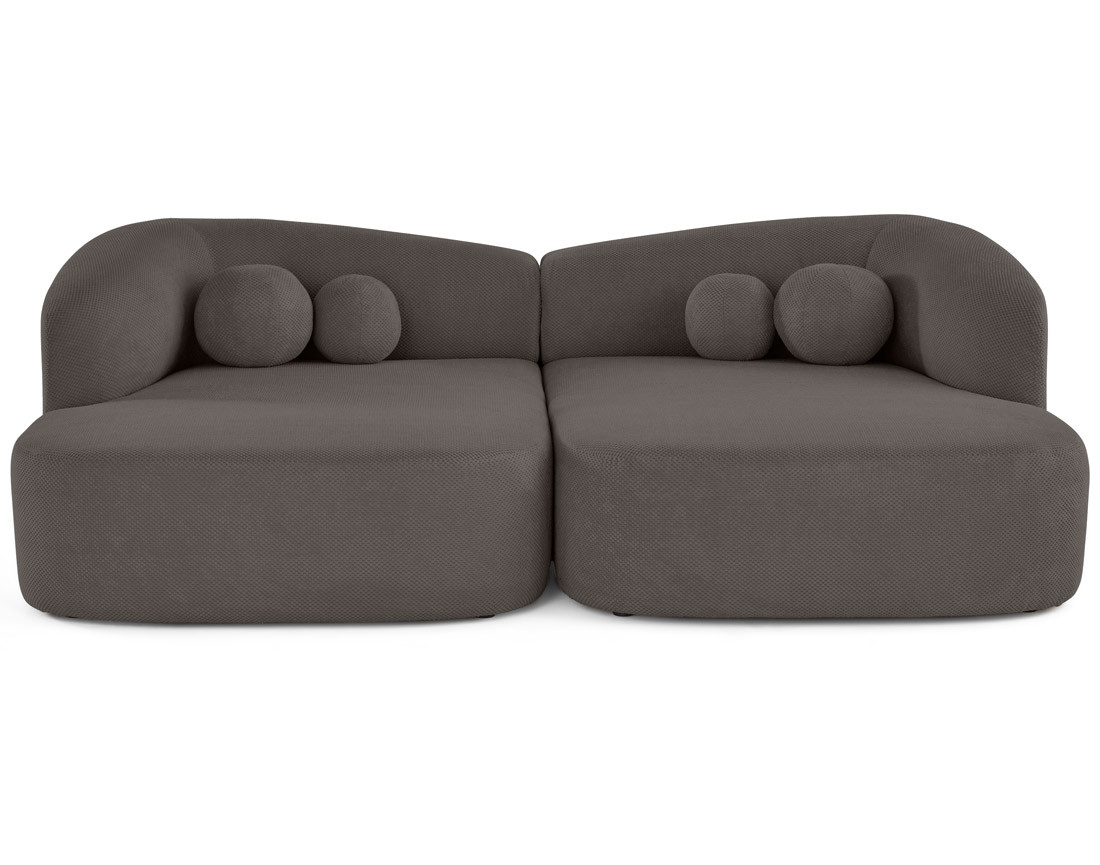 Canapé droit 4 places avec double méridienne en velours texturé Charles