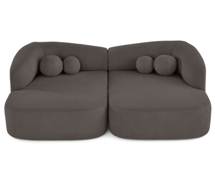 Canapé droit 4 places avec double méridienne en velours texturé Charles