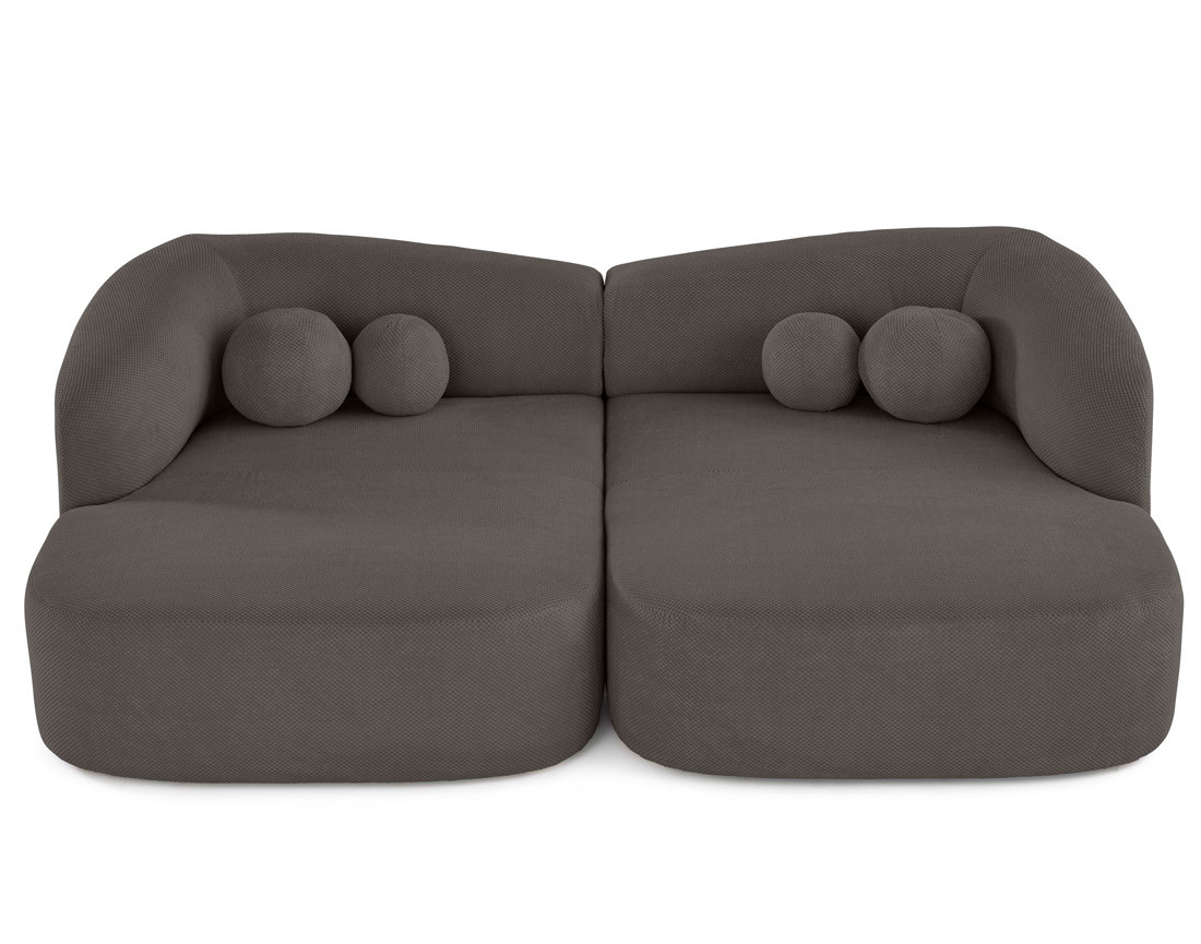 Canapé droit 4 places avec double méridienne en velours texturé Charles