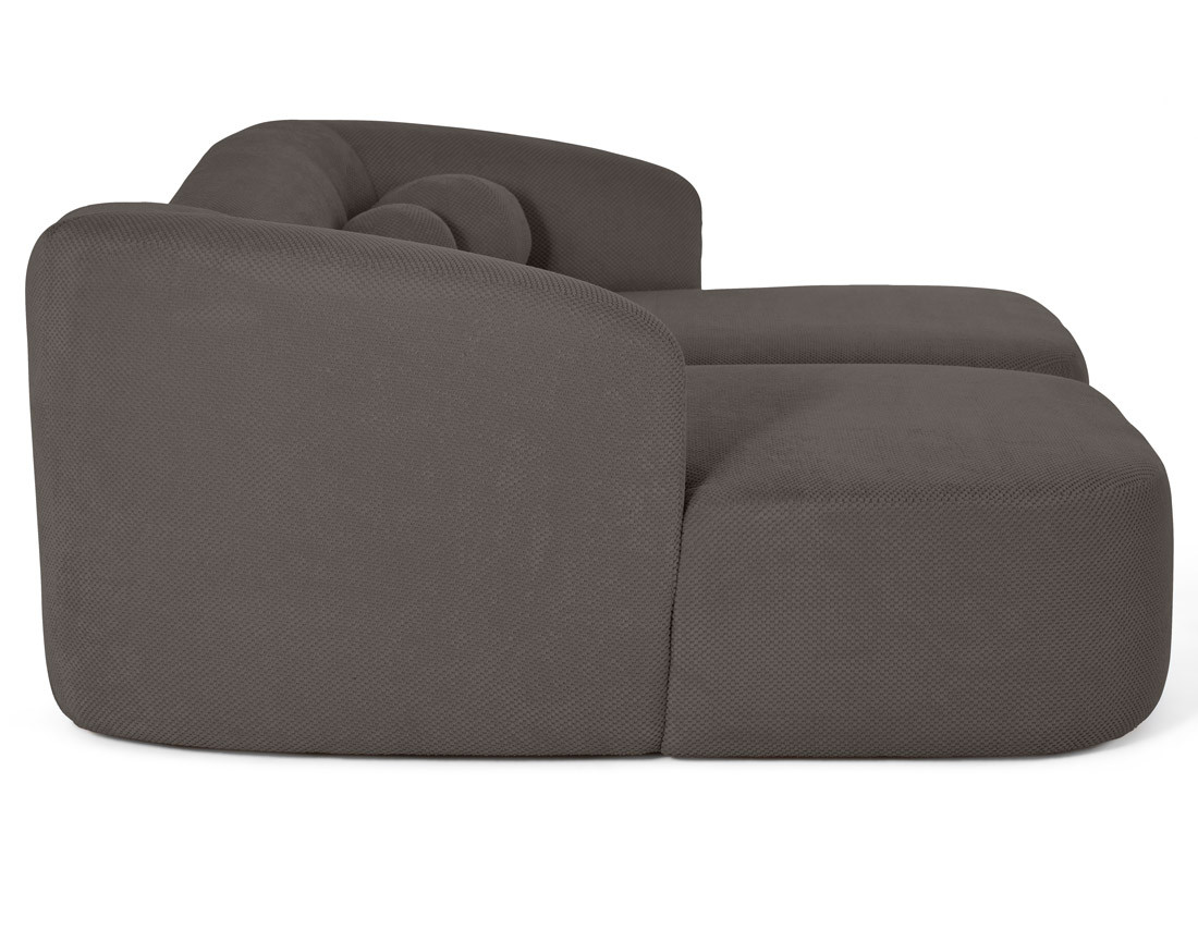 Canapé droit 4 places avec double méridienne en velours texturé Charles